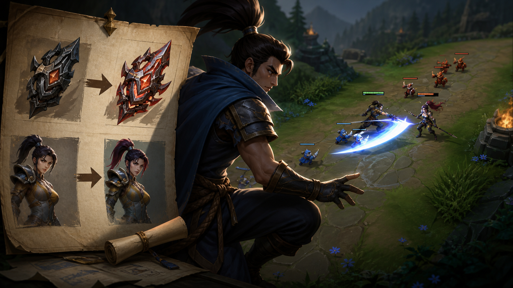 one front-page editorial synthesis of the headline and two exact article facts from League of Legends 26.16 Splits Gameplay From Cosmetics | Use 26.16 as a lane map: Riot for the l